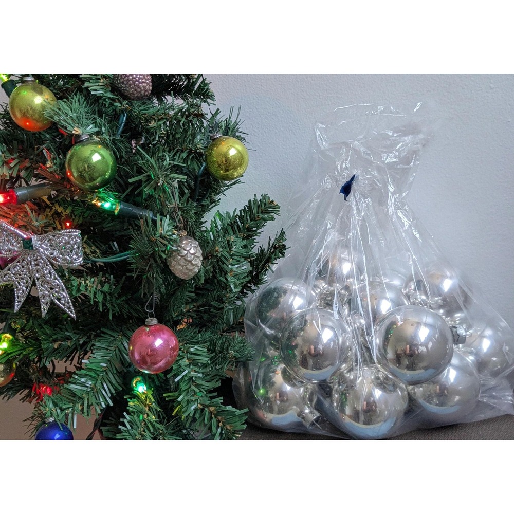 15 Vintage Alderbrook Silver Glass Christmas Ornaments Canada Mercury Glass